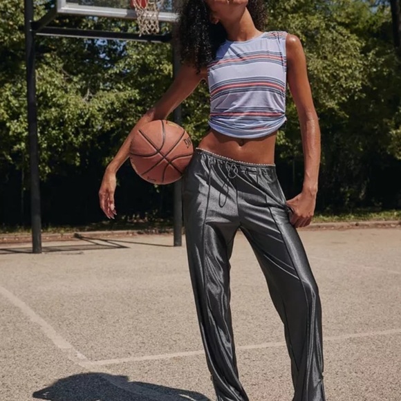 NWT FP Movement Tempo Sport Mode Grey Striped Muscle Tee - Picture 6 of 9